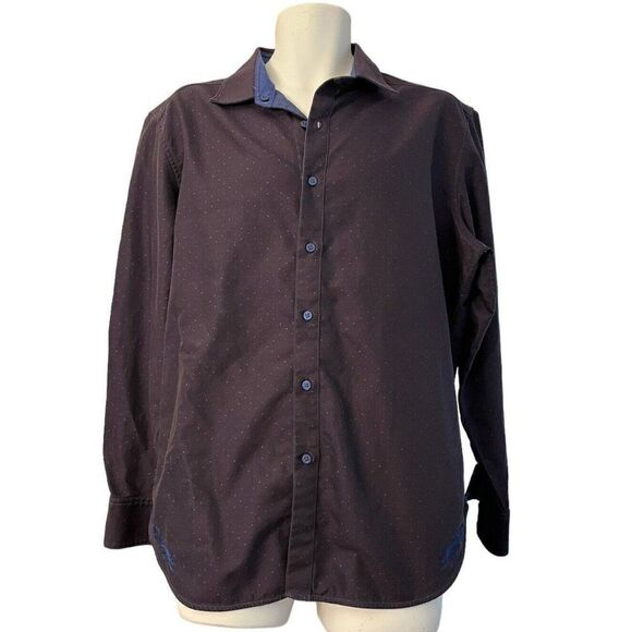 Robert Graham Mens XL Dark Light Blue Reversible Button Front Shirt Long Sleeve - Picture 1 of 11